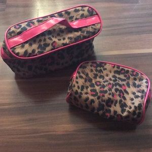 Leopard print makeup bags